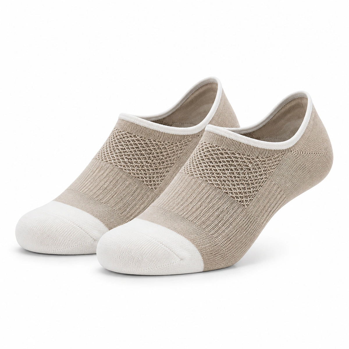 Chaussettes invisibles 39-42 en maille beige et blanc - respirantes et extensibles
