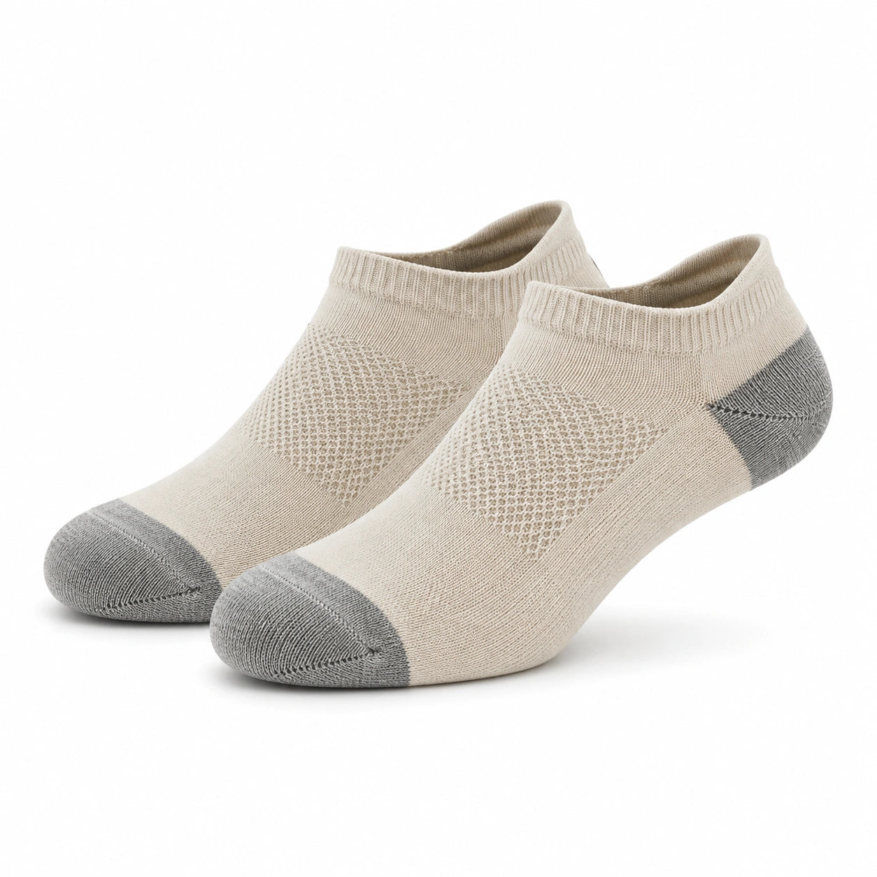 Chaussettes basses 39-42 en maille beige et gris respirantes