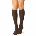 Chaussettes hautes 35-38 marron en maille côtelée style classique