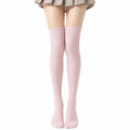 Chaussettes hautes 39-42 en maille rose à torsades style classique