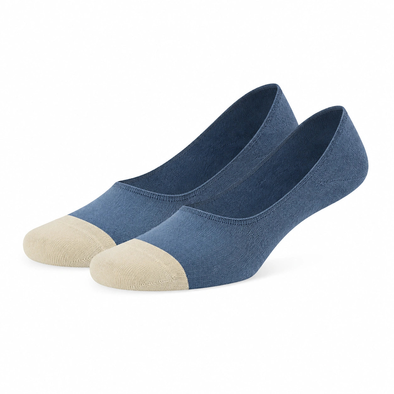 Chaussettes invisibles 43-46 en textile bleu marine et beige - coupe basse extensible