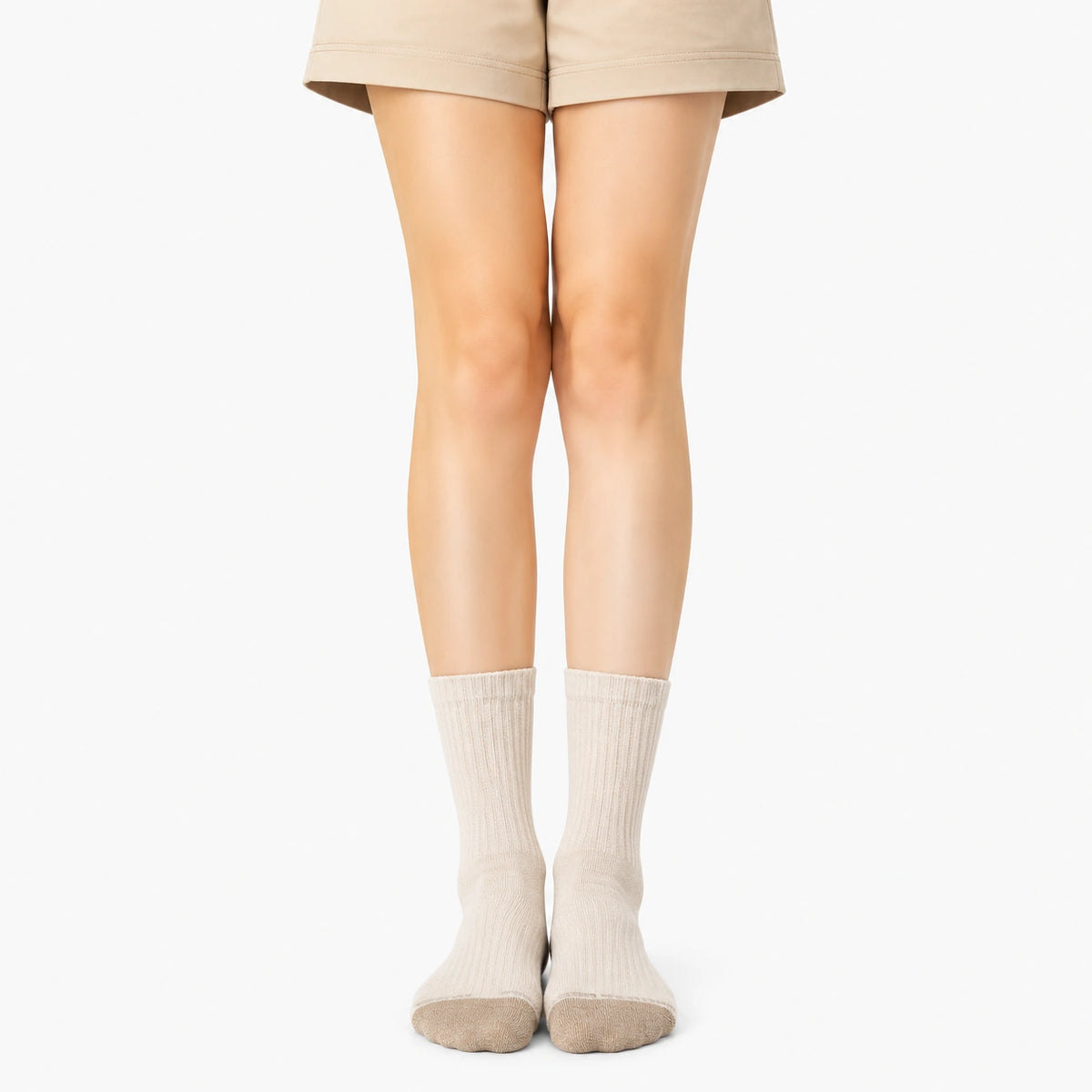 Chaussettes mi-mollet 35-38 en maille côtelée écru style décontracté
