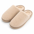 Chaussons 40/41 en textile beige à enfiler intérieur doublé effet bouclette