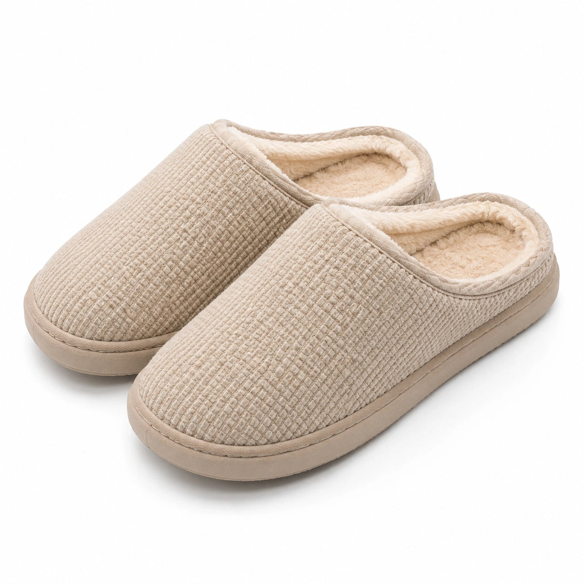Pantoufles 40/41 en textile beige à doublure douce pour intérieur