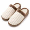 Chaussons d'intérieur 40/41 en textile duveteux crème et marron à semelle plate