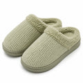 Chaussons 38/39 en textile côtelé vert sauge à doublure bouclée pour intérieur