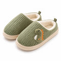 Chaussons 42/43 en textile côtelé vert avec doublure douce motif dinosaure