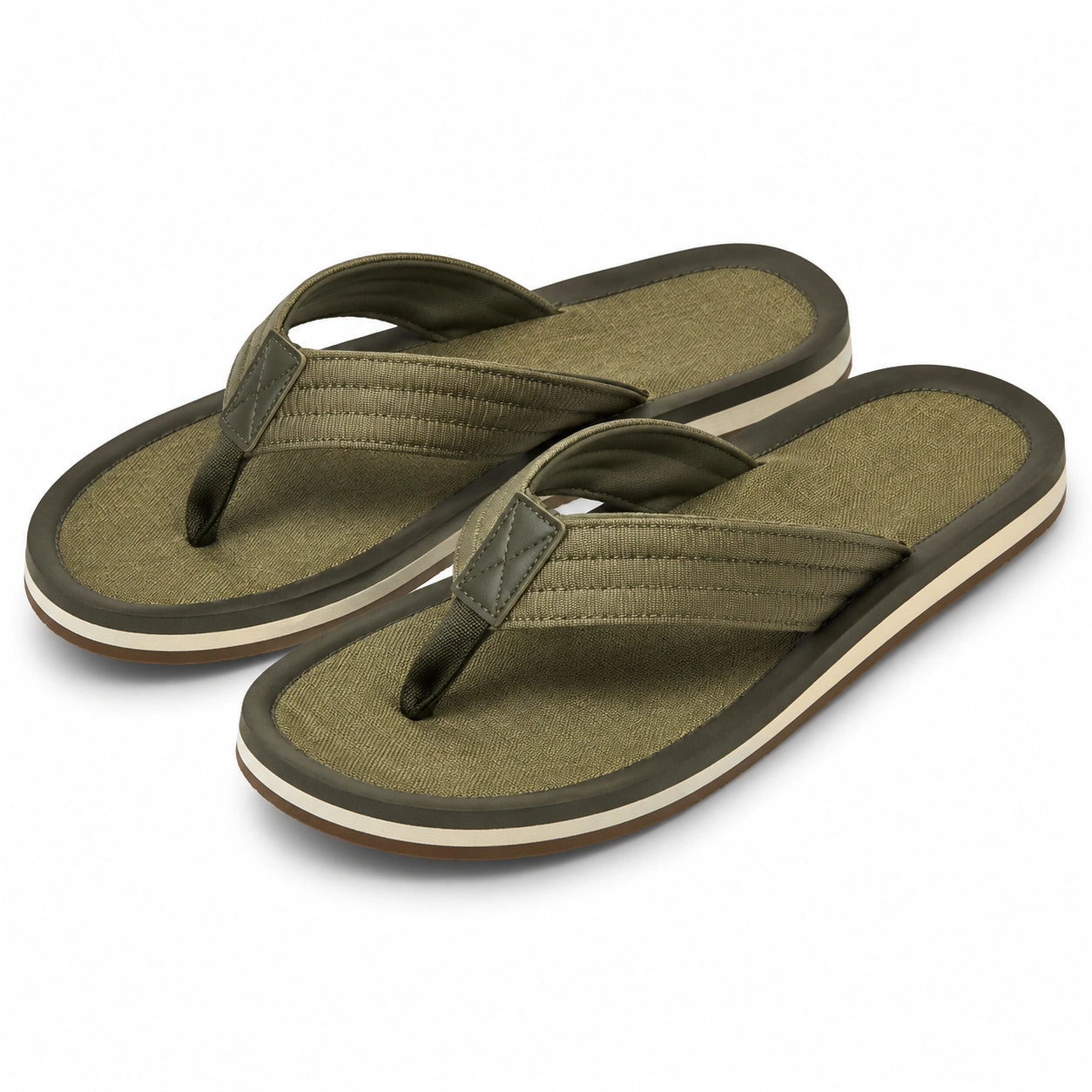 Tongs 42/43 en textile kaki à semelle synthétique décontractées