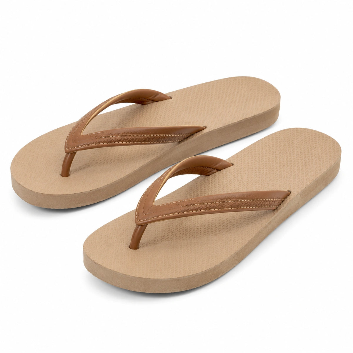 Tongs 42/43 beige et marron à semelle texturée pour plage