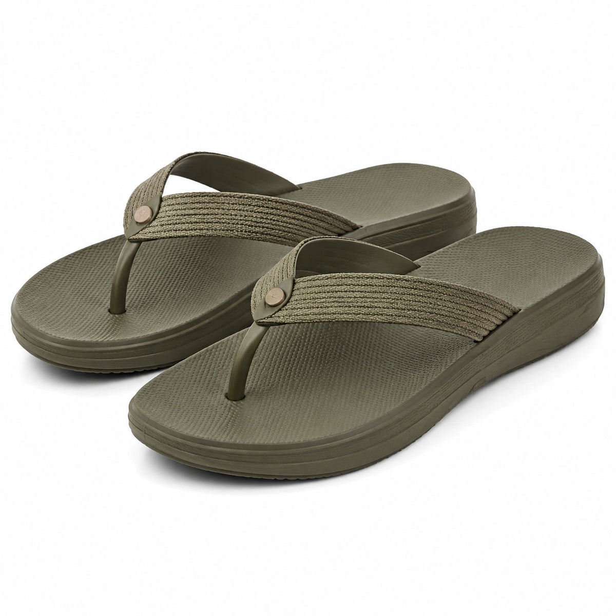Tongs 40/41 vert olive en matière synthétique avec bride textile - style décontracté
