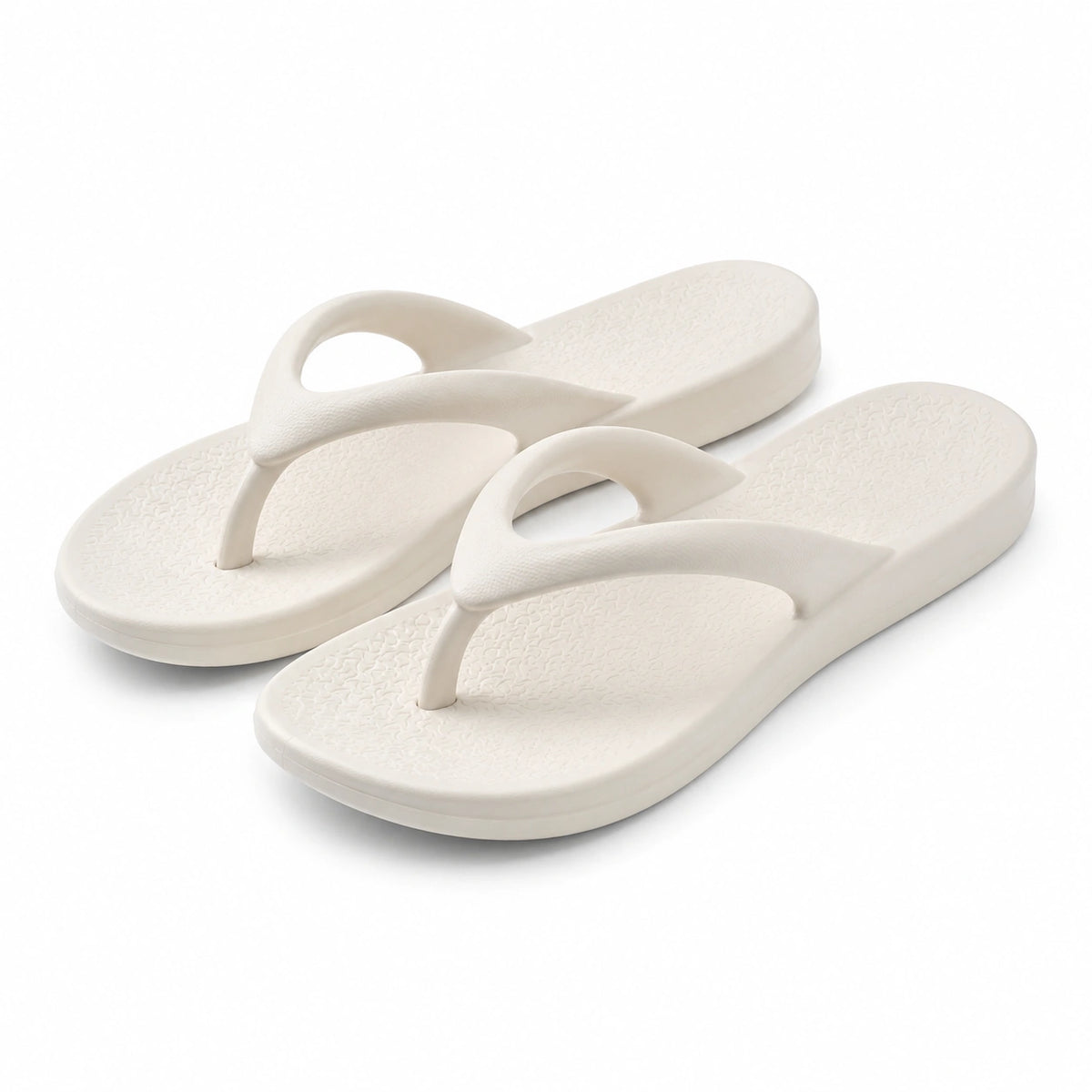 Tongs 38/39 en mousse synthétique blanc cassé - semelle légère texturée style minimaliste